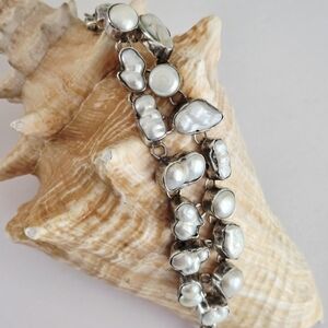 Vintage Silver & Natural Freshwater Pearls Handcrafted Piece ✨️